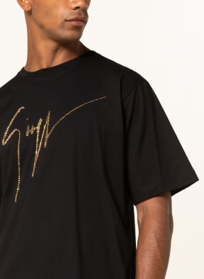 GIUSEPPE ZANOTTI DESIGN T-shirt with decorative gems, Color: BLACK (Image 1)