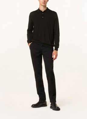 STROKESMAN'S Knit polo shirt made of merino wool , Color: BLACK (Image 1)