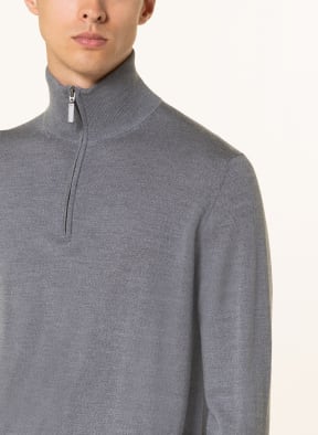 STROKESMAN'S Half-zip sweater made of merino wool, Color: GRAY (Image 1)