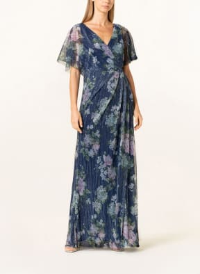 ADRIANNA PAPELL Abendkleid aus Mesh mit Glitzergarn, Farbe: DUNKELBLAU/ GRÜN/ HELLLILA (Bild 1)