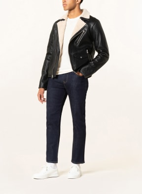 goosecraft Leather jacket VICTOR with teddy, Color: BLACK (Image 1)