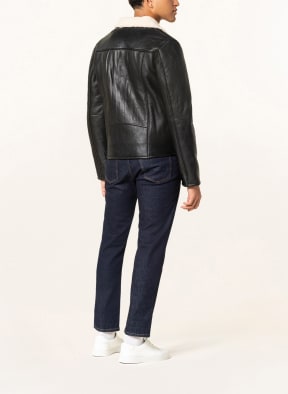 goosecraft Leather jacket VICTOR with teddy, Color: BLACK (Image 1)