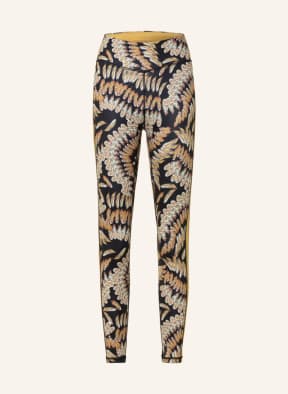 Delicatelove Leggings NADI with tuxedo stripes, Color: DARK YELLOW/ DARK RED/ BLACK (Image 1)