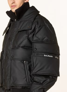 BALMAIN Quilted jacket in leather look, Color: BLACK (Image 1)