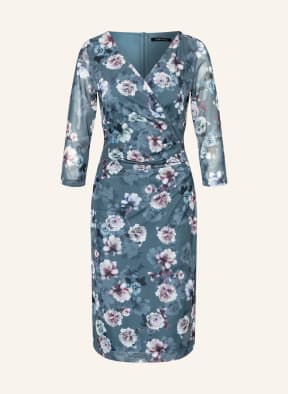 SWING Mesh cocktail dress with 3/4 sleeves, Color: TEAL (Image 1)