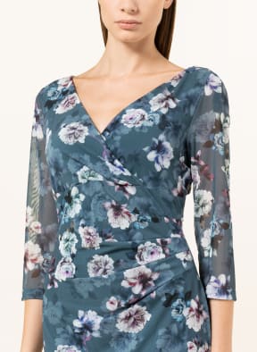 SWING Mesh cocktail dress with 3/4 sleeves, Color: TEAL (Image 1)