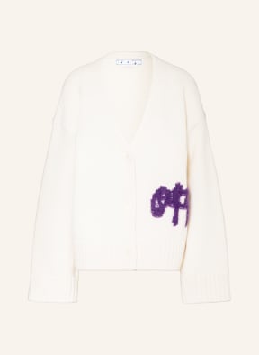 Off-White Cardigan, Color: WHITE/ PURPLE (Image 1)