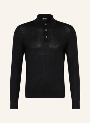 ZEGNA Knit polo shirt with silk, Color: BLACK (Image 1)