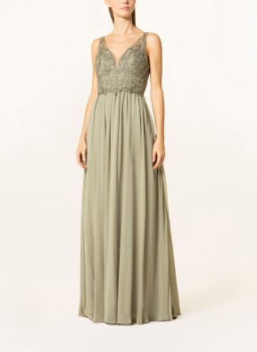 unique Abendkleid mit Schmucksteinen und Stola, Farbe: HELLGRÜN (Bild 1)