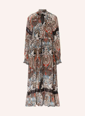 darling harbour Dress with lace, Color: DARK ORANGE/ BROWN/ BLUE GRAY (Image 1)