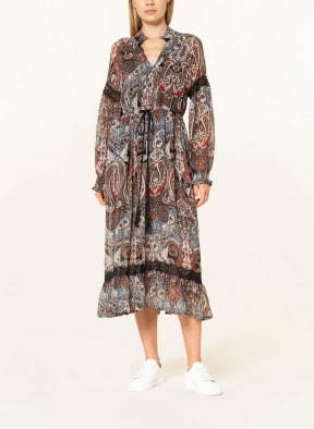 darling harbour Dress with lace, Color: DARK ORANGE/ BROWN/ BLUE GRAY (Image 1)