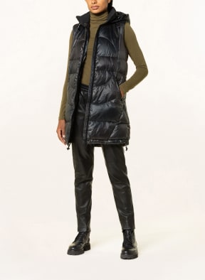 ULLI EHRLICH SPORTALM Quilted vest, Color: BLACK/ DARK GREEN (Image 1)