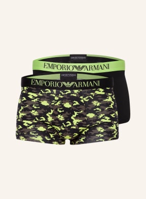 EMPORIO ARMANI 2er-Pack Boxershorts, Farbe: SCHWARZ/ KHAKI/ NEONGRÜN (Bild 1)
