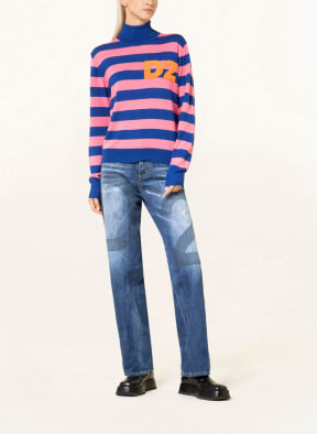 DSQUARED2 Rollkragenpullover, Farbe: BLAU/ PINK (Bild 1)