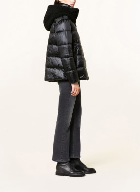 Blauer Steppjacke mit Teddyfell und SORONA®AURA-Isolierung, Farbe: SCHWARZ (Bild 1)