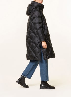 Blauer Daunenmantel mit Schmucksteinen, Farbe: SCHWARZ (Bild 1)