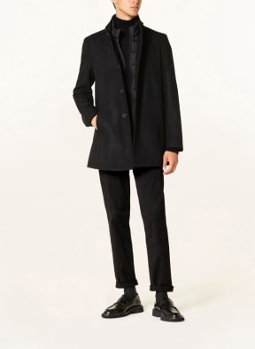 STROKESMAN'S Wool coat with removable trim, Color: BLACK (Image 1)