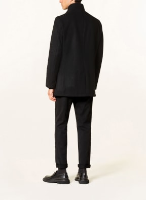 STROKESMAN'S Wool coat with removable trim, Color: BLACK (Image 1)