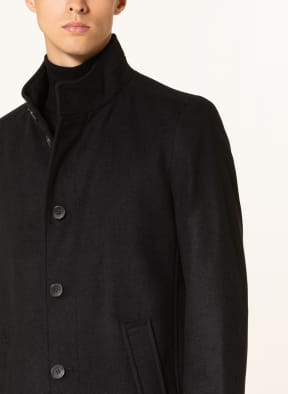 STROKESMAN'S Wool coat with removable trim, Color: BLACK (Image 1)