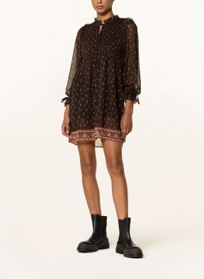 Pepe Jeans Dress LELE with glitter thread and ruffles, Color: DARK BROWN/ ORANGE/ YELLOW (Image 1)