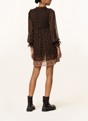 Pepe Jeans Dress LELE with glitter thread and ruffles, Color: DARK BROWN/ ORANGE/ YELLOW (Image 1)