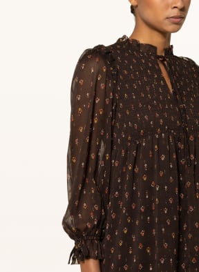 Pepe Jeans Dress LELE with glitter thread and ruffles, Color: DARK BROWN/ ORANGE/ YELLOW (Image 1)