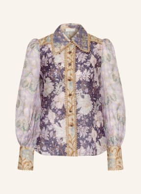 ZIMMERMANN Shirt blouse CELESTIAL SPLICED with linen and silk, Color: LIGHT PURPLE (Image 1)