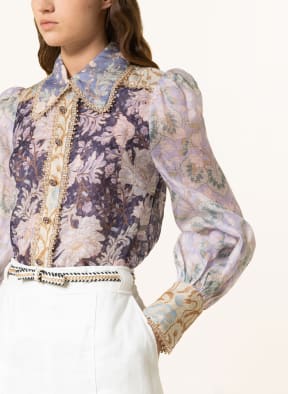 ZIMMERMANN Shirt blouse CELESTIAL SPLICED with linen and silk, Color: LIGHT PURPLE (Image 1)