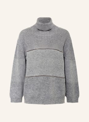 FABIANA FILIPPI Turtleneck sweater in merino wool with decorative gems, Color: GRAY (Image 1)