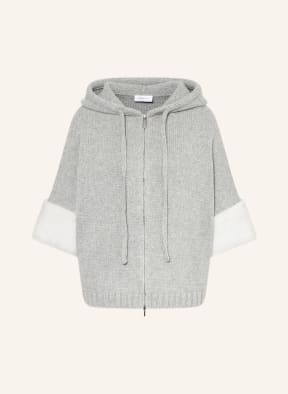 FABIANA FILIPPI Cardigan with real fur and 3/4 sleeves, Color: LIGHT GRAY (Image 1)