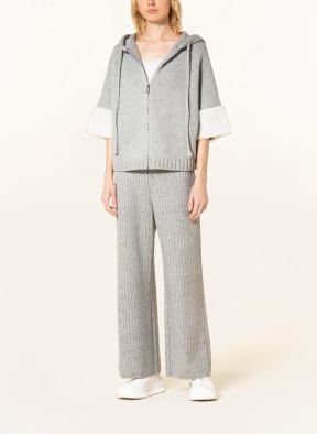 FABIANA FILIPPI Cardigan with real fur and 3/4 sleeves, Color: LIGHT GRAY (Image 1)