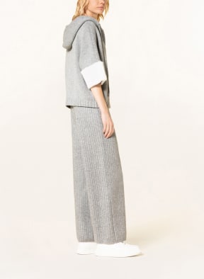 FABIANA FILIPPI Cardigan with real fur and 3/4 sleeves, Color: LIGHT GRAY (Image 1)