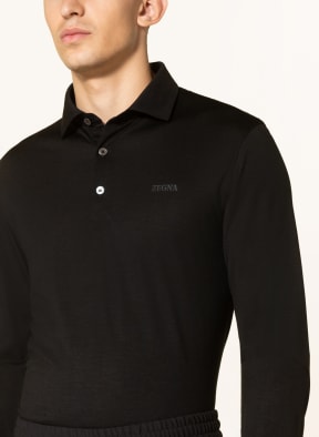ZEGNA Jersey-Poloshirt mit Merinowolle, Farbe: SCHWARZ (Bild 1)