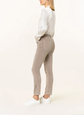 monari Skinny Jeans mit Nieten und Schmucksteinen, Farbe: BEIGE (Bild 1)