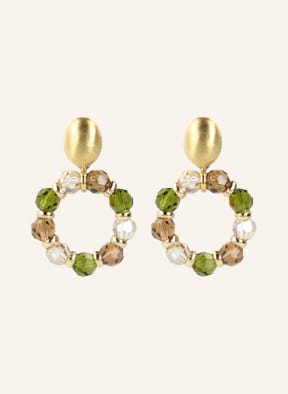 LOTT.gioielli Ohrringe HOOP M MARBLE, Farbe: GOLD/ DUNKELBRAUN/ GRÜN (Bild 1)