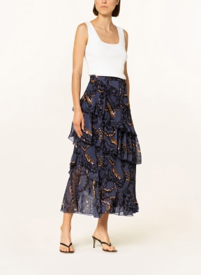 TED BAKER Plisseerock FURELA mit Volants, Farbe: DUNKELBLAU/ DUNKELGELB/ HELLROSA (Bild 1)