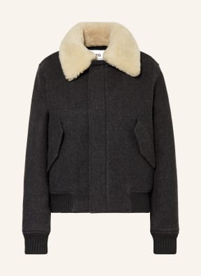 Ami shearling collar wool jacket best sale