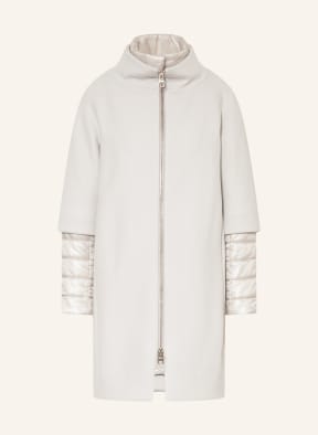 HERNO Wool coat in mixed materials with detachable sleeves in cream