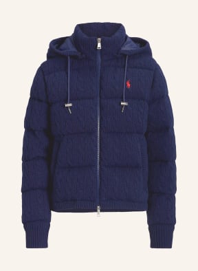 Blue puffer polo jacket clearance