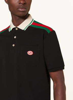Black gucci polo with red and green collar on sale