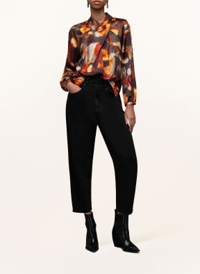 ALLSAINTS Shirt blouse ZOLA MARS with silk in dark brown orange