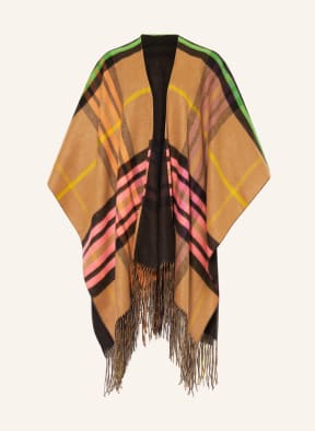 FRAAS Poncho in camel black neon green