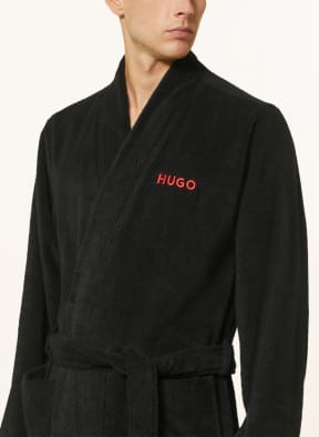 HUGO Men\'s bathrobe GOWN in black TERRY