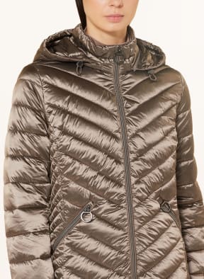 Betty Barclay Quilted jacket with detachable hood in taupe