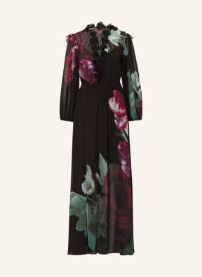TED BAKER Dress GIONNNA with frills in black fuchsia light purple