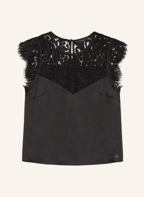 GUESS Blouse top MARIE made of satin with lace in black