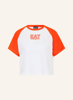 EA7 EMPORIO ARMANI T shirt in white dark orange