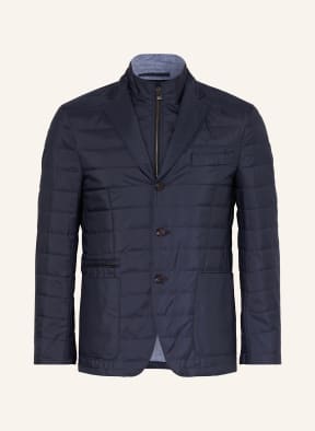 CORNELIANI Quilted jacket with removable trim in dark blue