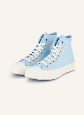 Baby blue converse high tops discount