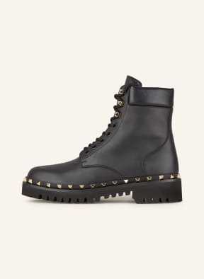 VALENTINO GARAVANI Schnurboots mit Nieten in schwarz